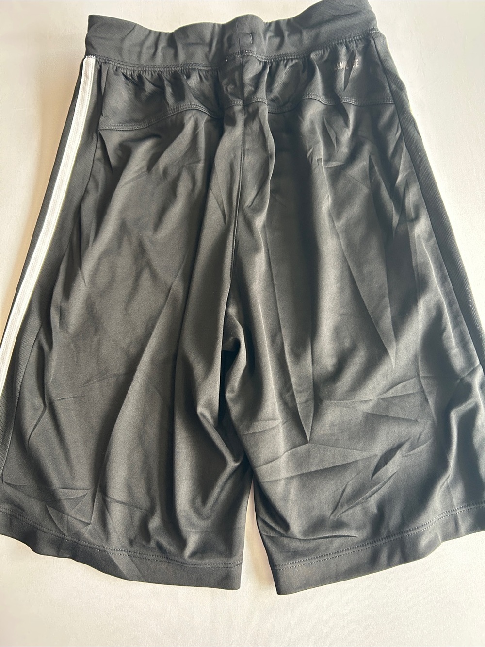 adidas Black Athletic Shorts with White 3-Stripes - Picture 2 of 3